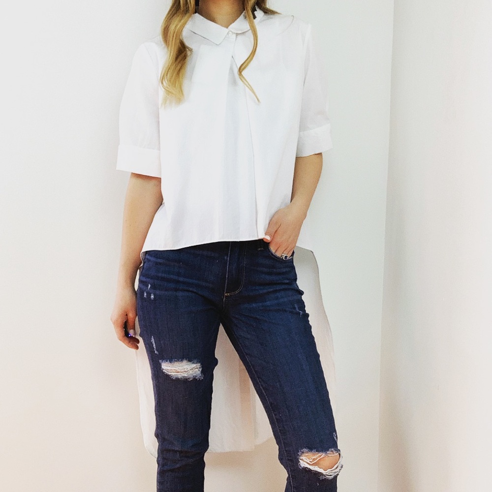 Zara TRF Collared Hi-Lo Top - Picture 2 of 7